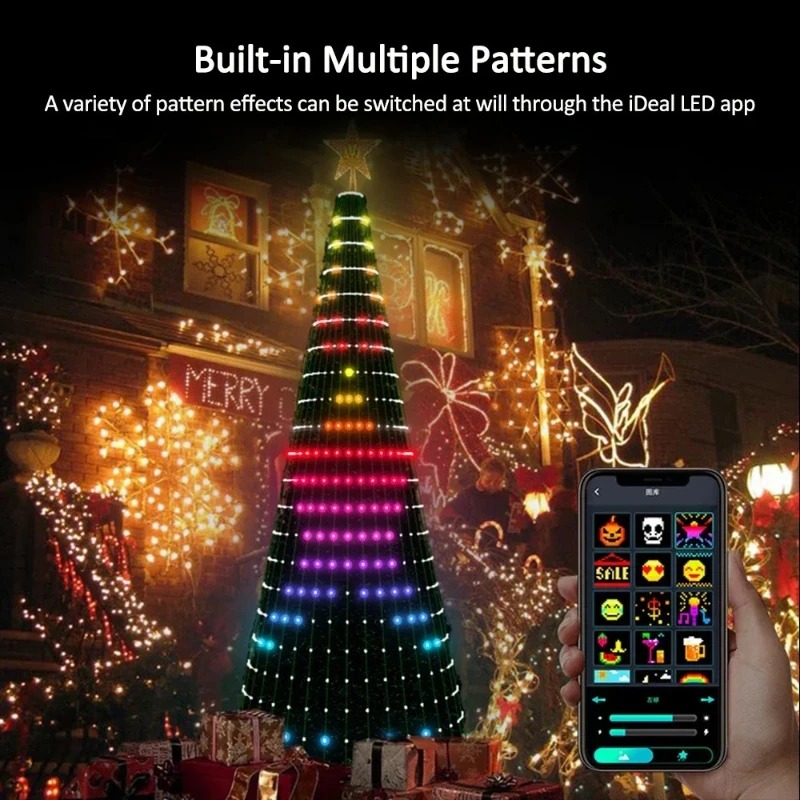 Lighting Decoration Ideas - Weihnachtsstern-Baumbeleuchtung RGB LED, Bluetooth APP-gesteuerte Lichterkette