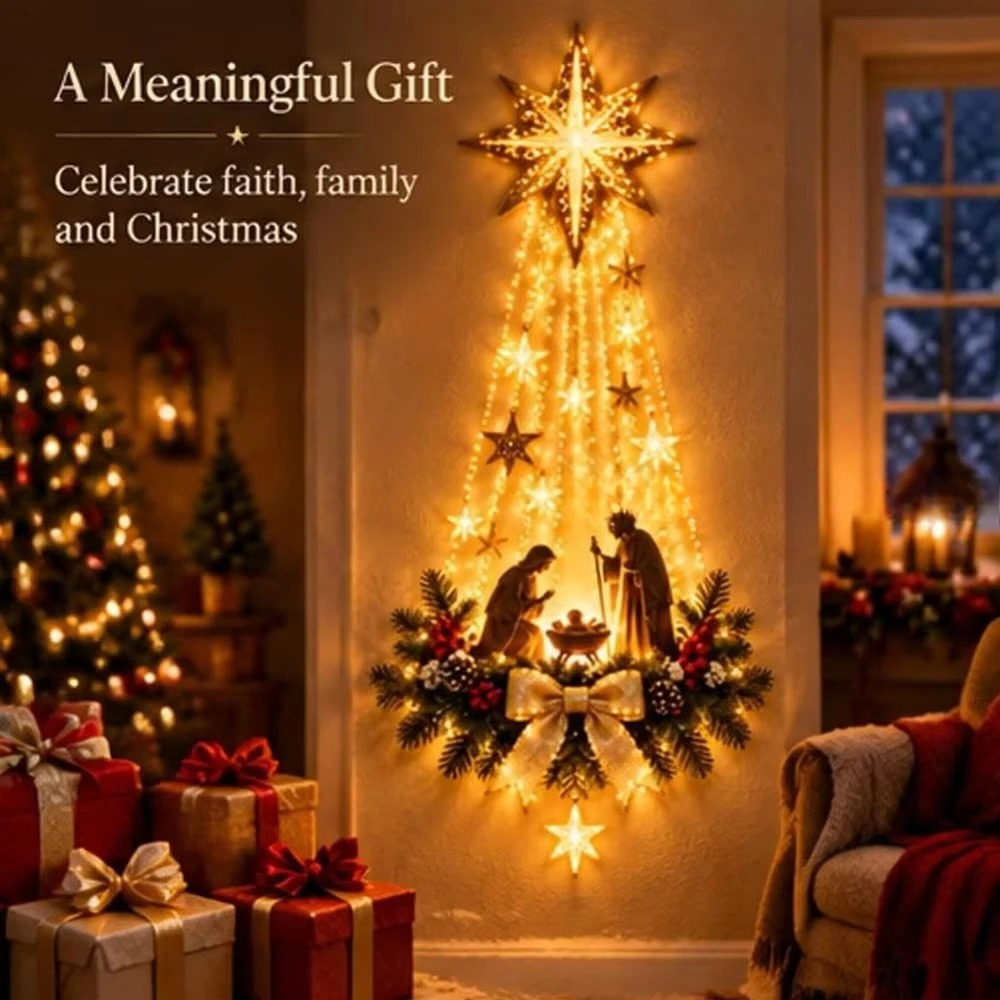 Lighting Decoration Ideas - Bethlehem Stern des Glaubens Beleuchtete Krippen-Wanddekoration